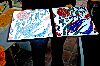 Ceramic tiles before and after firing.