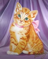 Kitten with Pink Bow - by: Randy Stevens